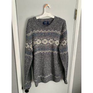 Pull & Bear Christmas Blue Crew Sweater Top Large
